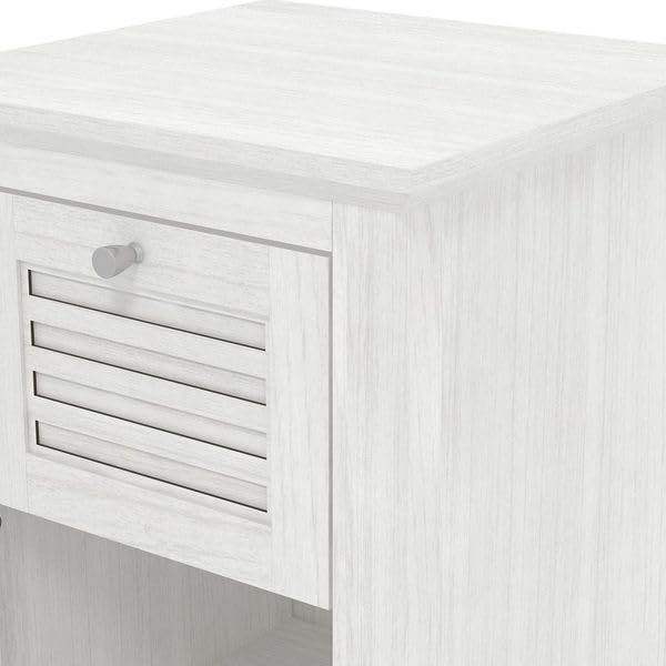 Galano Milan 1 Drawer Bedside Table - Stylish Side Table with Storage - Storage Cabinet for Hallway - Entryway or Bedroom (Pearl White Oak)