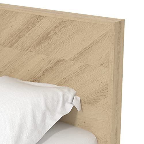 Galano Fiosoa Double Bed - Stylish Wooden Bedframe with Headboard - Sturdy Bedframe for Adult - Wood Slat Support - Easy Assembly - Bedroom Furniture - Oslo Oak