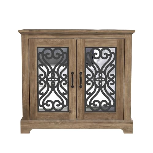 Galano Calidia 3 Door Sideboard Buffet Cabinet for Living Room, 15.7" D x 45.7" W x 29.3" H, Knotty Oak