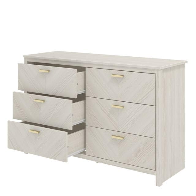 Galano Bonny 3+3 Drawer Chest - Chest of Drawers with Storage for Clothes - Organizers and Storage Cabinet for Hallway - Entryway or Living Room (Oak)