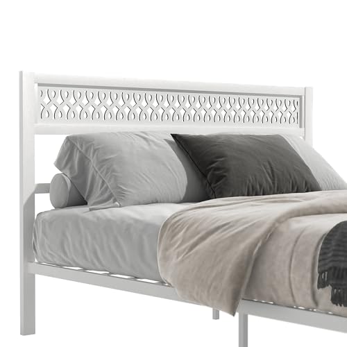 Galano Candence Queen Metal Platform Bed Frame, Steel Slat Support, No Box Spring Needed, Easy Assembly, White