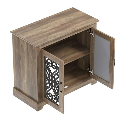 Galano Calidia 3 Door Sideboard Buffet Cabinet for Living Room, 15.7" D x 45.7" W x 29.3" H, Knotty Oak