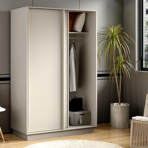 Galano 2 Door Sliding Wardrobe - Space Saving Stylish and Sturdy 2 Door Wardrobe - Bedroom Furniture Unit with Hanging Rail Storage