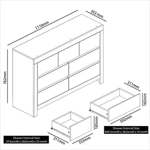 Galano Cubbot 3+4 Drawer Chest – Wide Chest of Drawers for Bedroom - Closet Organizers and Clothes Storage - Chest of Drawers for Bedroom, Living Room, Entryway, Hallway - Dusty Grey Oak