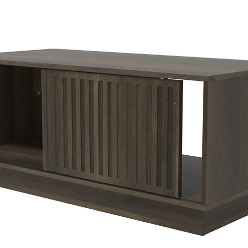 Galano Ryuki Coffee Table - Modern Distressed Oak Finish - Storage Cabinet for Entryway - Foyer - Living Room - Space Saving