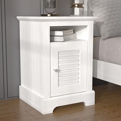 Galano Milan 1 Door Side Table with Shelf - Storage Cabinet for Hallway - Entryway - Foyer - Living Room - Bedroom - Space Saving (Ivory/Oak)