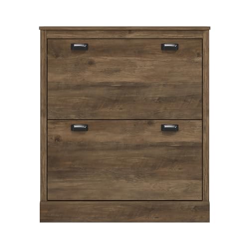 Galano Bristol Shoe Cabinet – 2 Door Storage Cabinet – Shoe Rack for Entryway - 22.2D x 79.2W x 90.6H centimetres - Foldable Doors - Knotty Oak