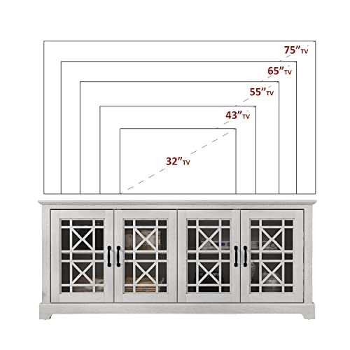 Galano Isadora TV Stand for up 75 Inch TV, Tall Rustic Entertainment Center with 29.29", Transparent Doors, Adjustable Shelves, Wood Media Console Cabinet for Living Room, Dusty Grey Oak