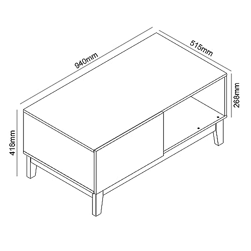 Galano Hanwell Coffee Table - Stylish Storage Cabinet with Fishborne Effect - Engineered Wood Storage Cabinet, Rectangular Living Room Table with Storage (Oslo Oak)