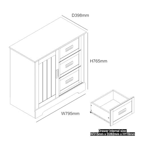 Galano Edison Sideboard mit Schiebetüren – Schrank-Aufbewahrungs-Organizer für Ihr Zuhause – platzsparendes Aufbewahrungs-Sideboard – verstellbare Regale