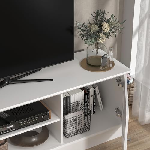 Galano Catalina Wide TV-Möbel, Rattan-Entertainment-Center für Fernseher bis zu 65 Zoll, 150 cm TV-Möbel mit 2 Türen, TV-Ständerschrank fürs Wohnzimmer, viel Stauraum