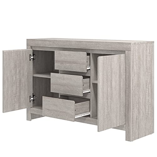 Galano Cubbot Sideboard mit 2 Türen und 3 Schubladen – Aufbewahrungsschrank mit 2 Türen und Schubladen – freistehender Schrank für Wohnzimmer und Flur