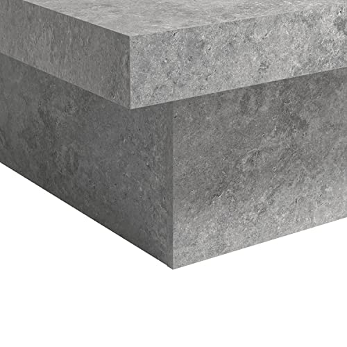 Galano Carmelo Coffee Table - Granite Design Table for Living Room - Natural Distressed Finish Texture - Square Wood Modern - Easy Assembly - Grey Stone