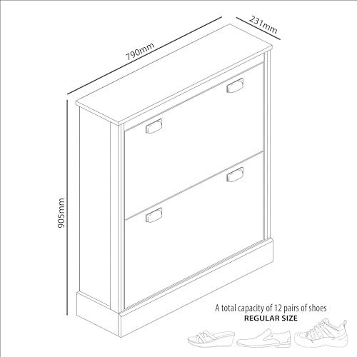 Galano Bristol Shoe Cabinet – 2 Door Storage Cabinet – Shoe Rack for Entryway - 22.2D x 79.2W x 90.6H centimetres - Foldable Doors - Knotty Oak