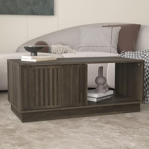 Galano Ryuki Coffee Table - Modern Distressed Oak Finish - Storage Cabinet for Entryway - Foyer - Living Room - Space Saving