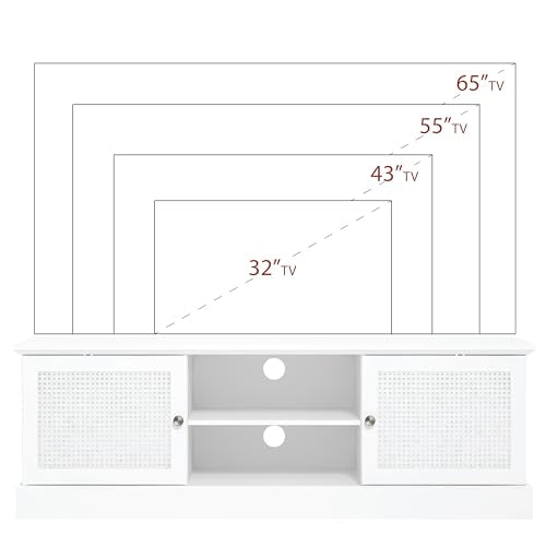 Galano Catalina Wide TV-Möbel, Rattan-Entertainment-Center für Fernseher bis zu 65 Zoll, 150 cm TV-Möbel mit 2 Türen, TV-Ständerschrank fürs Wohnzimmer, viel Stauraum