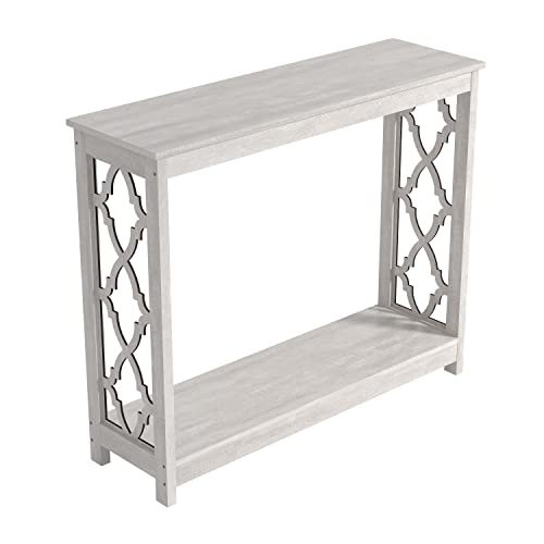 Galano Heron Square Coffee Table - Modern Distressed Oak Finish - Bookshelf Cabinet for Hallway - Entryway - Foyer or Living Room (Knotty Oak)