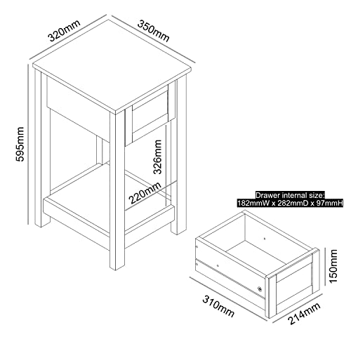 Galano Gio Bedside Table - Stylish Bedside with Rattan Effect - Slim Bedside Table - Side Table with Storage - Organizers and Storage Cabinet for Hallway - Entryway or Bedroom - Oslo Oak