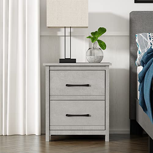 Galano Kellie 2 Drawer Nightstand, Bedside Table, Night Stand for Bedroom, End Table, Sofa Side Table for Living Room, 15.8" D x 19" W x 21.9" H, Dusty Grey Oak