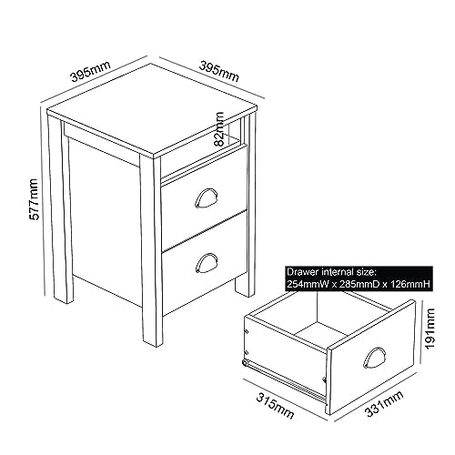 Galano Gina 2pcs Bedside Table - Stylish Side Table with Storage - Nightstands Bedroom Furniture - Organizers & Storage Cabinet for Hallway, Entryway or Livingroom