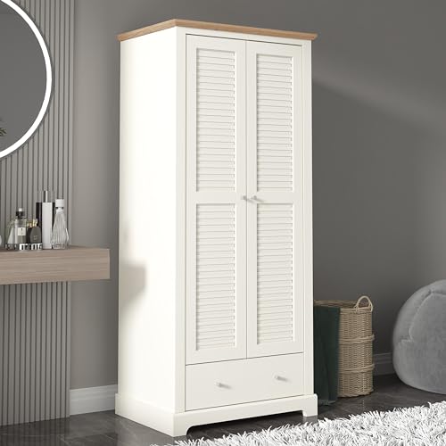 Galano Milan 2 Door 1 Drawer Wardrobe - Bedroom Furniture Unit with Hanging Rail Storage and Drawer, Wardrobe Storage Organizer