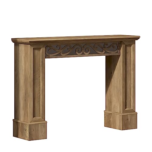 Galano Plunto Console Table - Bookshelf with Storage - Entryway Table - Living Room Tables - Living Room Furniture - Side Table - End Table - Easy Assembly - Knotty Oak with Ivory