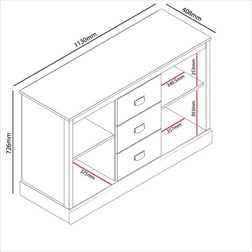 Galano Bristol Sideboard mit 2 Türen und 3 Schubladen – Lagerschrank – Organizer-Konsole – 39,8 T x 113 B x 72,6 H Zentimeter – verstellbare Regale