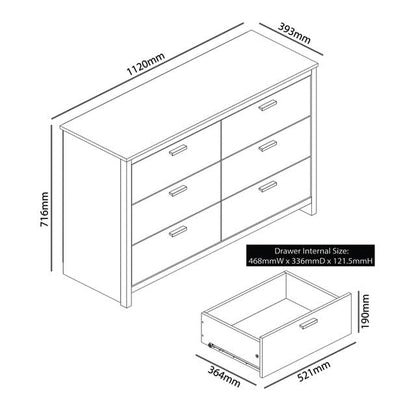 Galano Bonny 3+3 Drawer Chest - Chest of Drawers with Storage for Clothes - Organizers and Storage Cabinet for Hallway - Entryway or Living Room (Oak)