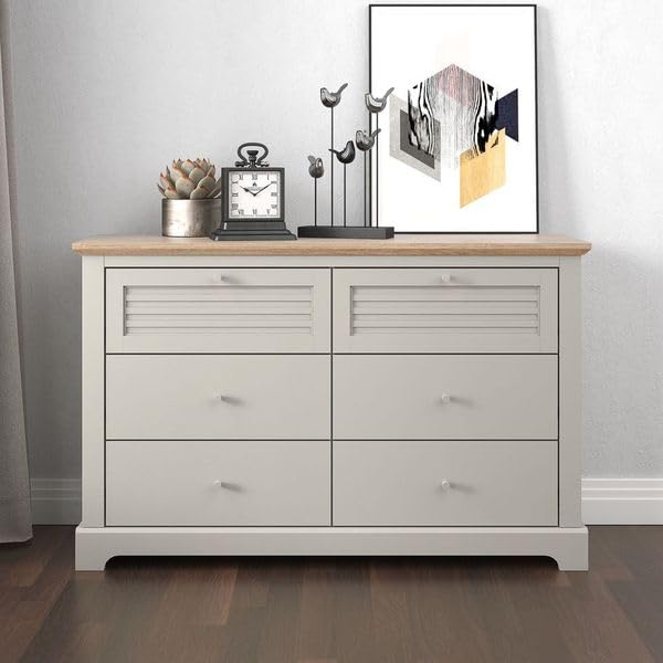 Galano Milan 4 Drawer Chest - Chest of Drawer with Storage for Bedroom - Organizers and Storage Cabinet for Hallway - Entryway or Living Room (Light Grey/Oak)