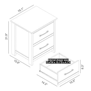 Galano Kellie 2 Drawer Bedside, Bedside Table with Drawer, Nightstand Lamp, End Table, Side Table, Drawer Glides, Engineered Wood, Ultra Fast Assembly and Tool-Free…