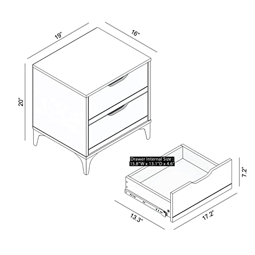 Galano Lilay Nightstand - Bedside Table Bedroom - Bedside Cabinet - Spacious Storage End Table - Sofa Side Table - Side Table for Bedroom - Easy Assembly - Dusty Grey Oak