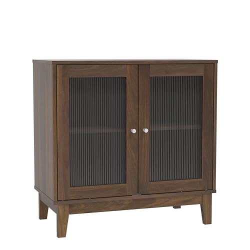 Galano Beverly Sideboard mit 2 Türen – Schubladenschrank für Wohnzimmer, Schlafzimmer oder Küche – freistehender Schrank für Wohnzimmer und Eingangsbereich – Walnuss