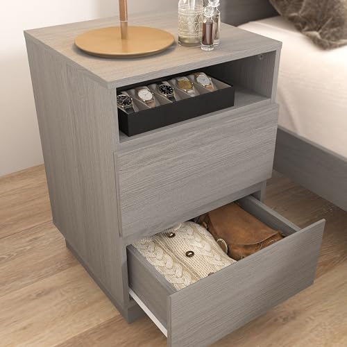 Galano Anderson 2 Drawer Side Table with Shelf - Storage Cabinet for Hallway - Entryway - Foyer - Living Room - Bedroom - Space Saving