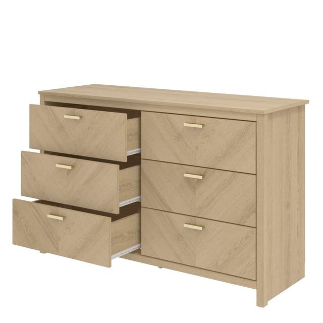 Galano Bonny 3+3 Drawer Chest - Chest of Drawers with Storage for Clothes - Organizers and Storage Cabinet for Hallway - Entryway or Living Room (Oak)