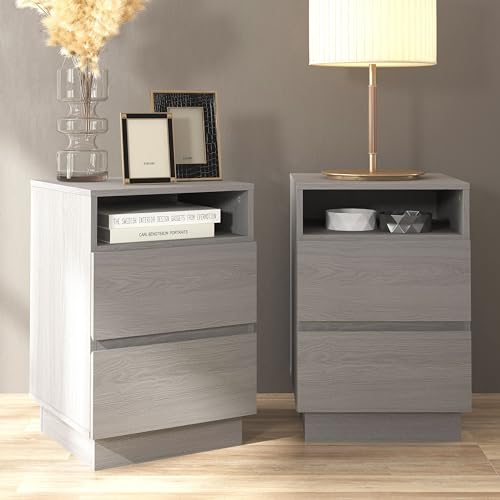 Galano Anderson 2 Drawer Side Table with Shelf - Storage Cabinet for Hallway - Entryway - Foyer - Living Room - Bedroom - Space Saving