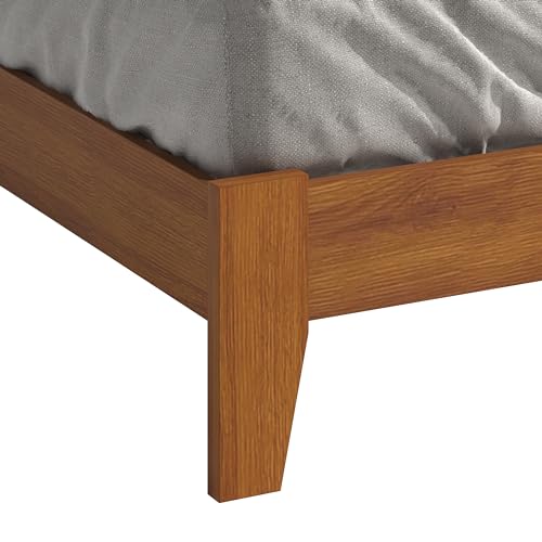 Galano Abby Retro Wood Platform Queen Bed Frame with Headboard, Mattress Foundation with Wood Slat Support, No Box Spring Needed, 63.78" L x 83.23" W x 47.64" H, Oslo Oak