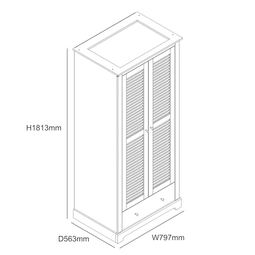 Galano Milan 2 Door 1 Drawer Wardrobe - Bedroom Furniture Unit with Hanging Rail Storage and Drawer, Wardrobe Storage Organizer