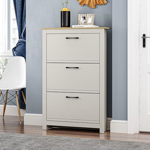 Galano Limestone Shoe Cabinet - Slim Storage Cabinet - Organizers and Storage Cabinet for Hallway - Entryway or Living Room