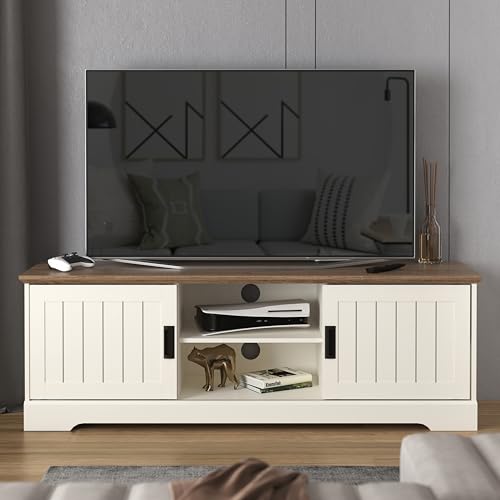 Galano Edison Wide TV Unit, Entertainment Centre for up to 65" TV, 150cm TV Unit with 2 Sliding Doors, TV Stand Cabinet for Living Room, Large Storage