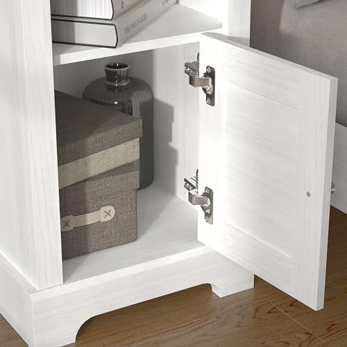 Galano Milan 1 Door Side Table with Shelf - Storage Cabinet for Hallway - Entryway - Foyer - Living Room - Bedroom - Space Saving (Ivory/Oak)