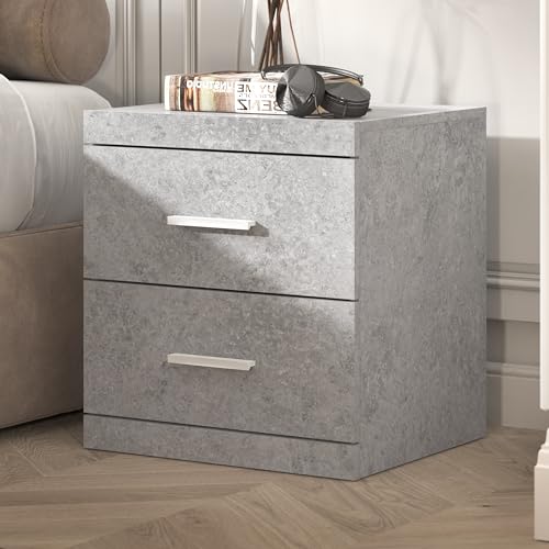 Galano Elis 2 Drawer Nightstand, Bedside Table, Night Stand for Bedroom, End Table, Sofa Side Table for Living Room, 15.8" D x 18.9" W x 23.6" H, Dusty Grey Oak