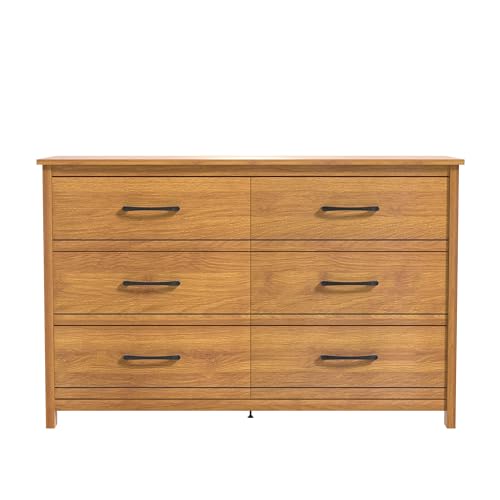 Galano Kellie 6 Drawer Dresser with Interlock Drawer Feature, Wide Dressers for Bedroom, Deep Drawers for Closet Organizer, Ultra Fast Assembly, 15.75" D x 47.24" W x 30.98" H, Dusty Grey Oak