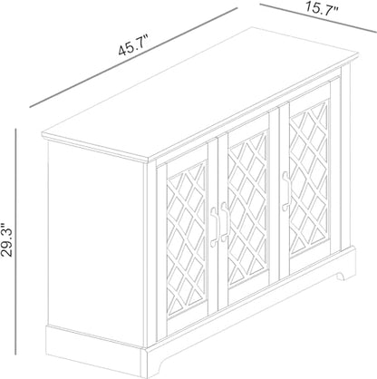 Galano Millicent 3 Door Sideboard Buffet Cabinet for Living Room, 15.7" D x 45.7" W x 29.3" H, Black Grey Oak