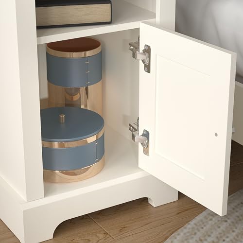 Galano Milan 1 Door Side Table with Shelf - Storage Cabinet for Hallway - Entryway - Foyer - Living Room - Bedroom - Space Saving (Ivory/Oak)