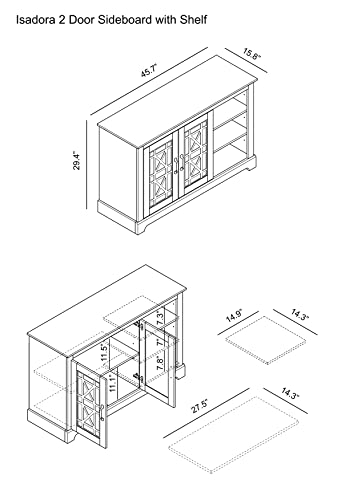 Galano Isadora Sideboard mit 2 Türen und Regalen, Buffetschrank im Bauernhausstil, rustikaler Lagerschrank, Kaffeebar für Esszimmer, Küche, Flur und Wohnzimmer, staubgraue Eiche