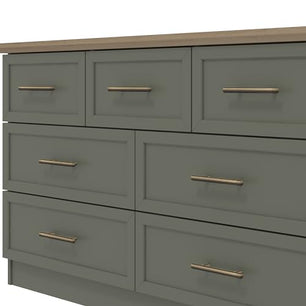 Galano Cleverton 3+4 Drawer Chest - Chest of Drawers with Storage for Bedroom - Closet Organizers and Storage Cabinet for Hallway, Entryway (Dark Green/Oak)