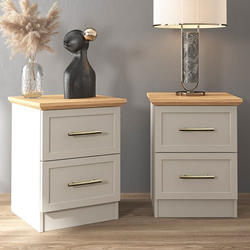 Galano Cleverton 2 Drawer Bedside Table - Stylish Side Table with Storage - Nightstands Bedroom Furniture - Organizers & Storage Cabinet for Hallway, Entryway or Livingrom