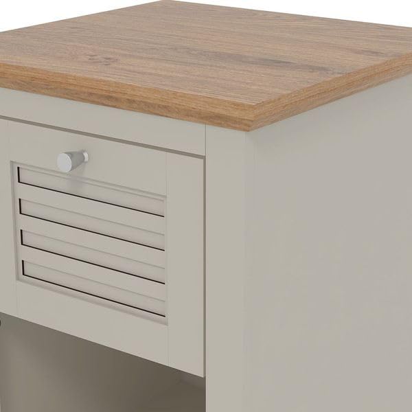 Galano Milan 1 Drawer Bedside Table - Stylish Side Table with Storage - Storage Cabinet for Hallway - Entryway or Bedroom (Pearl White Oak)