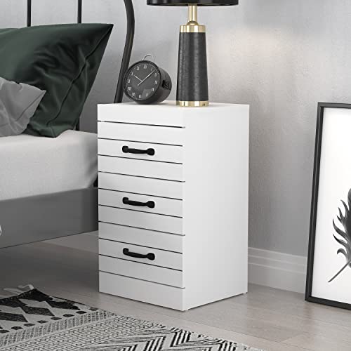 Galano Allington Dresser - 3 Drawer Chest - Small Side Table, End Table with Storage for Bedroom - Chest of Drawers for Clothes - Organizers for Hallway, Entryway, Living Room - White