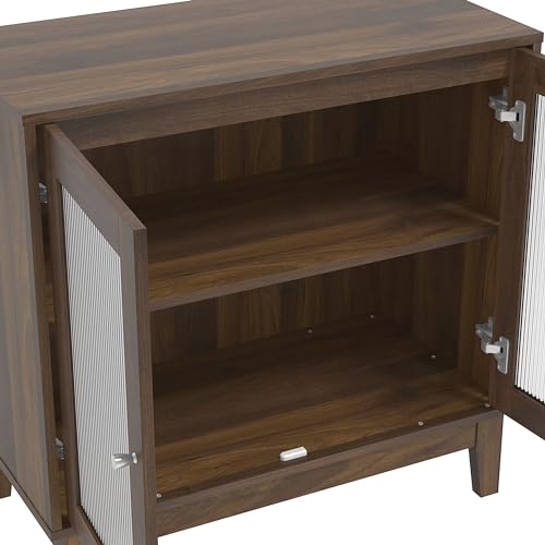 Galano Beverly Sideboard mit 2 Türen – Schubladenschrank für Wohnzimmer, Schlafzimmer oder Küche – freistehender Schrank für Wohnzimmer und Eingangsbereich – Walnuss